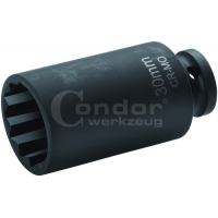 Drive Shaft Socket, 1/2", CrMo, bi-hex 46 mm