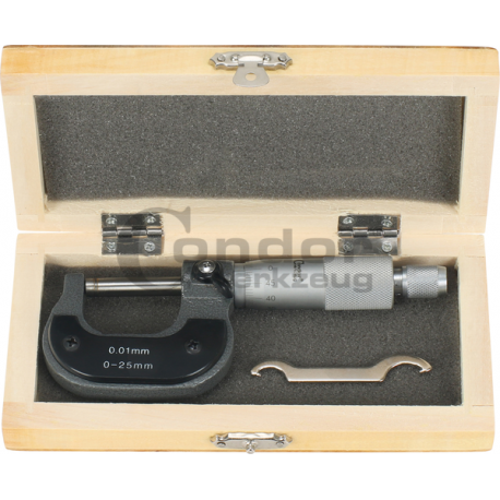 Micrometer, 1/100 mm, range 0-25 mm