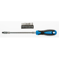 Flexible shaft screwdriver and interchangeable bits