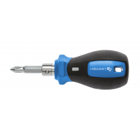 Screwdriver with double-sided screwdriver bit, for PH0, PH1, PH2, PH3, PZ1, PZ2, PZ3 and slotted 6 mm screws