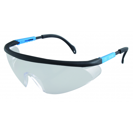 Safety glasses, high quality transparent PC glass, adjustable temples