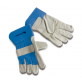 Cowhide leather work gloves 10.5", stiff cuffs