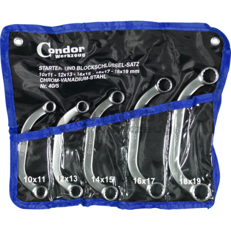 Obstruction Ring Spanners (Half Moon), 5 pcs., 10-19 mm