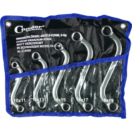 Double Ended Ring Spanner Set, 5 pcs., s-type, 10-19 mm