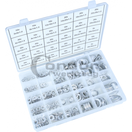 Aluminium Seal Ring Assortment, 520 pcs., 30 sizes