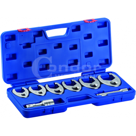 Crow Foot Wrench Set, 8 pcs., 1/2"+3/4", 33-50 mm
