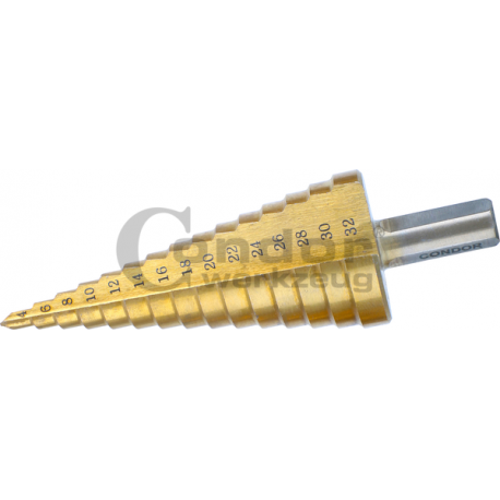 Step Drill, HSS, titanium coated, 4-32 mm