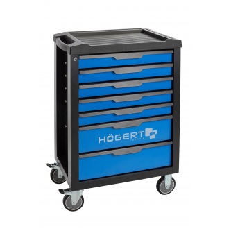 Profesionalus tuščias įrankių vežimėlis HOGERT 7 stalčių / be įrankių