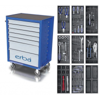ERBA Įrankių vežimėlis 7 stalčių su 100 įrankių