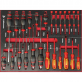 Didelis įrankių vežimėlis 7 stalčių su 244 įrankiais (raudonas)