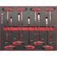 Didelis įrankių vežimėlis 7 stalčių su 244 įrankiais (raudonas)