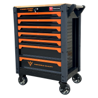 Įrankių vežimėlis 7 stalčių su 241 įrankiais (orange)
